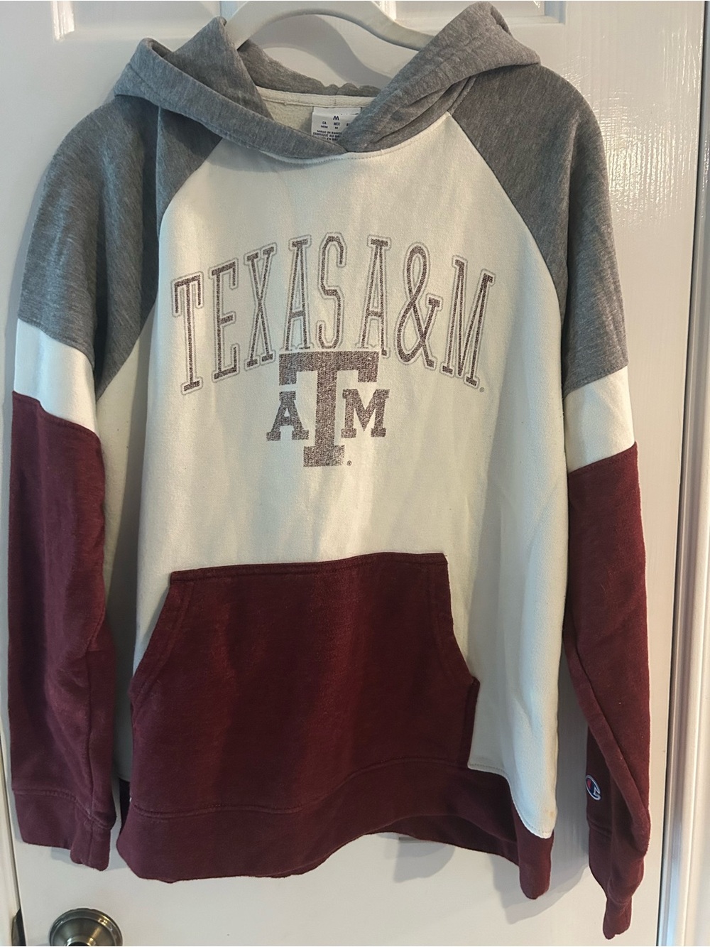 Champion Texas A&M Maroon, Gray & White Crewneck Hoodie